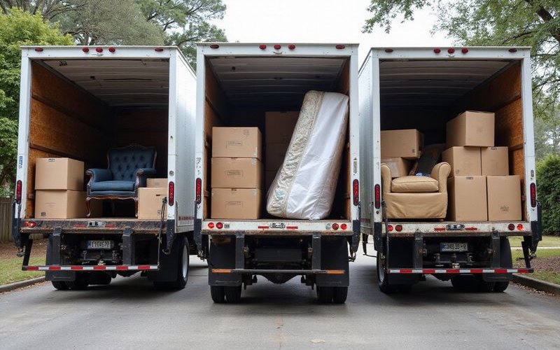 Visual comparison of minimum, quarter, half, and full truck loads with common items