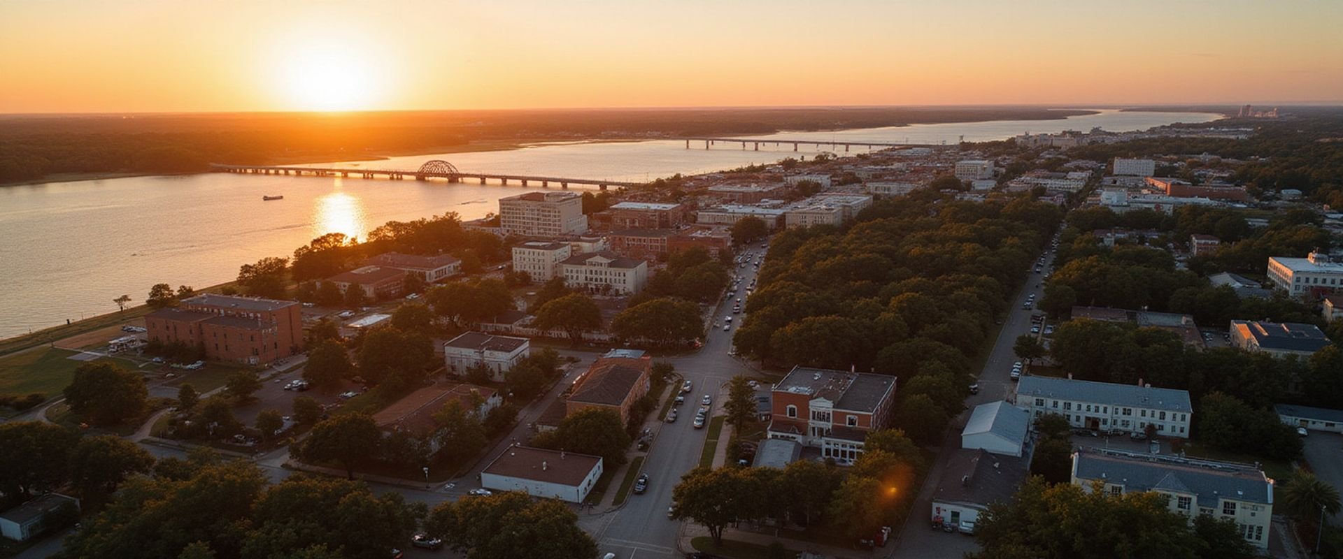Aerial view of Savannah, Georgia and surrounding service areas
